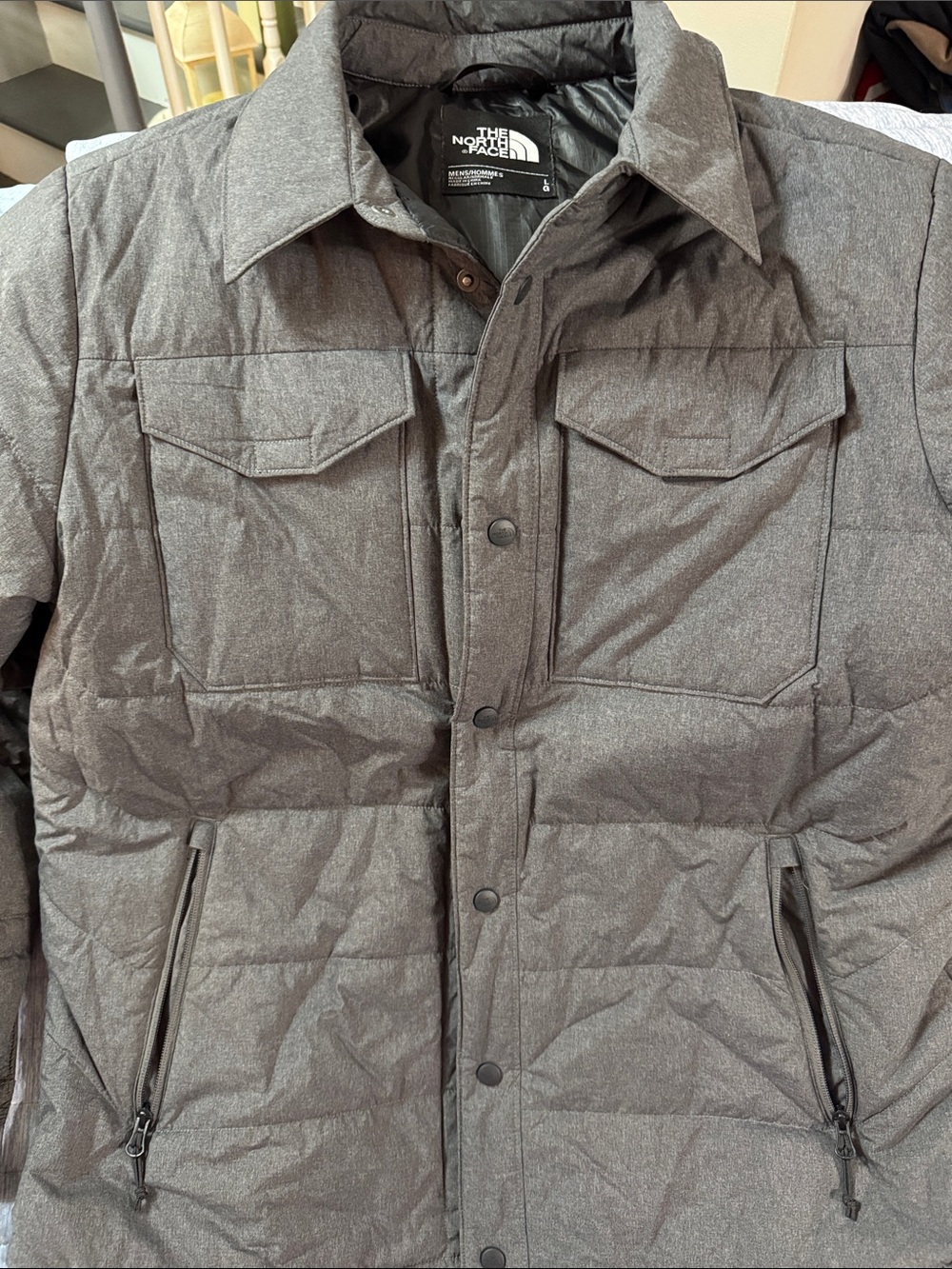 The North Face Men’s Quilted Puffer Jacket in Charcoal